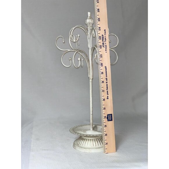 White Metal Jewelry Tree Holder With Accent & Swirl Design - Picture 7 of 8